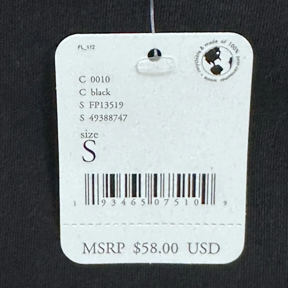Free People Intimately Black Jersey Knit‎ Long Sleeve Thong Bodysuit Top Size S
